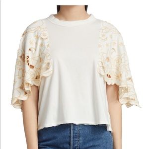 NWT Free People embroidered angel tee